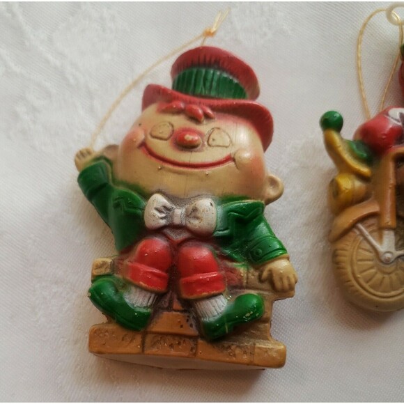 Vintage Christmas Tree Ornaments Blow Mold Humpty Dumpty Clown Made in Hong Kong - Picture 3 of 11